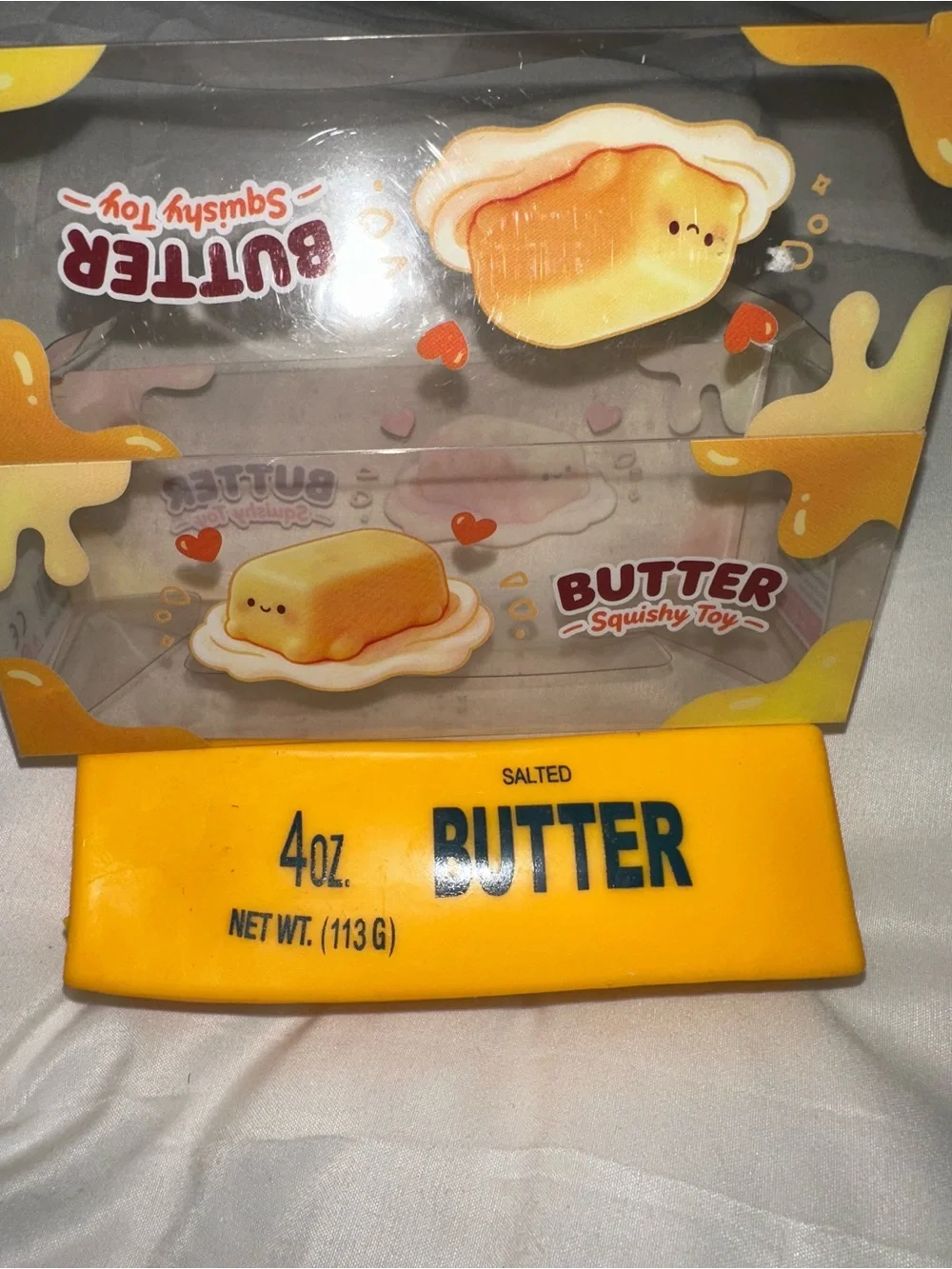 Crunchy Butter Squishy Toy - Yellow Plush Stress Reliever